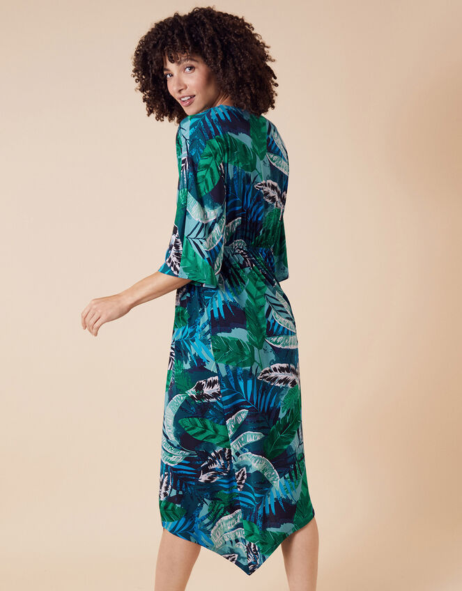 Sandra Palm Print Jersey Midi Dress, Multi (MULTI), large