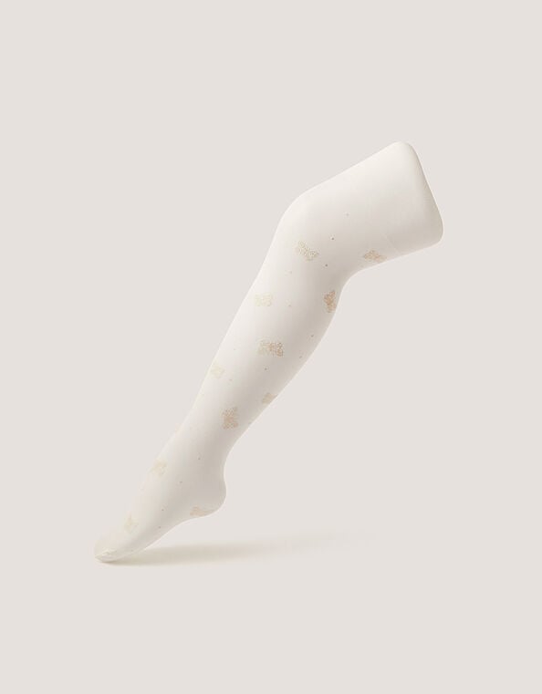 Polka Dot Butterfly Tights, White (WHITE), large