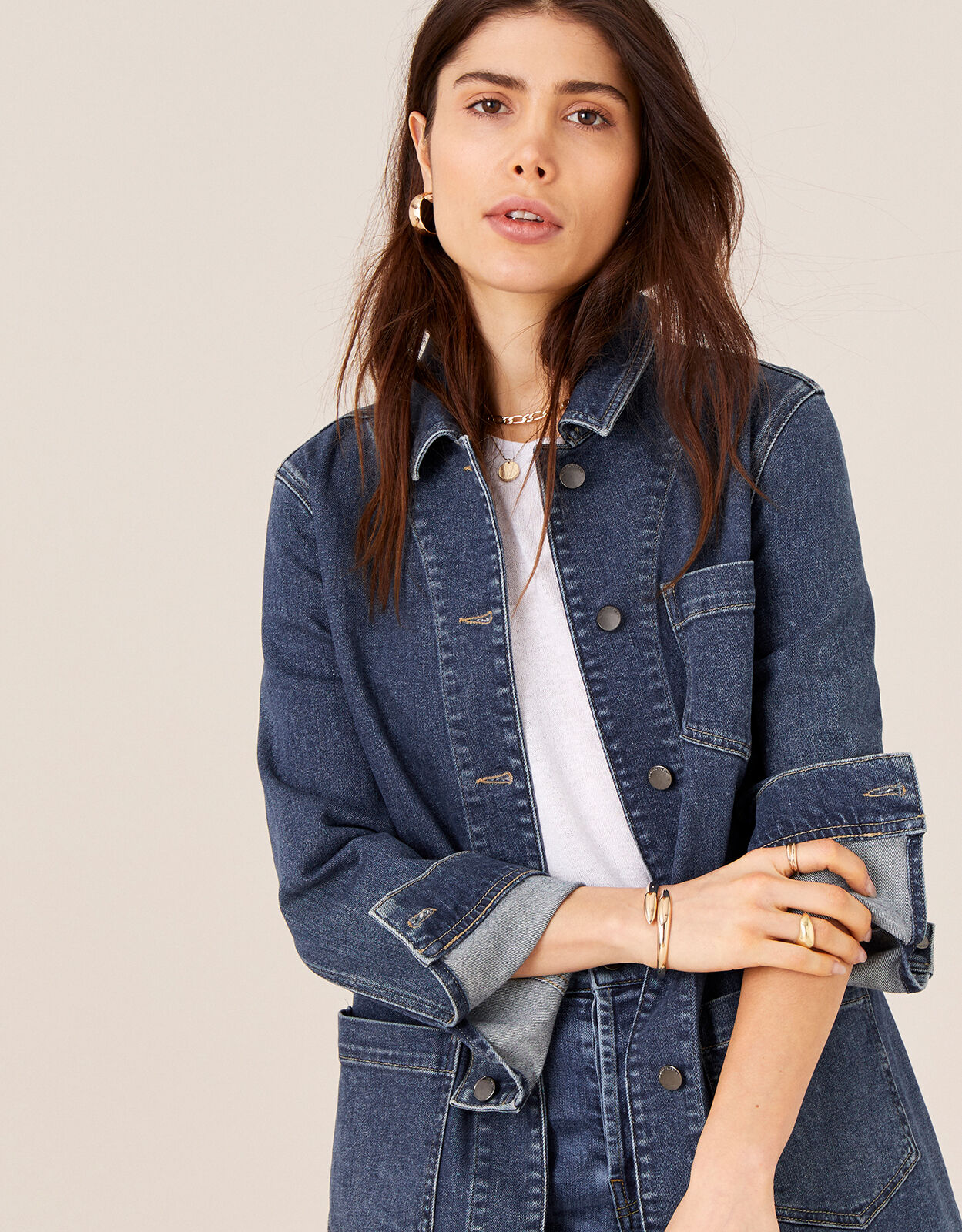 Longline Denim Jacket Blue