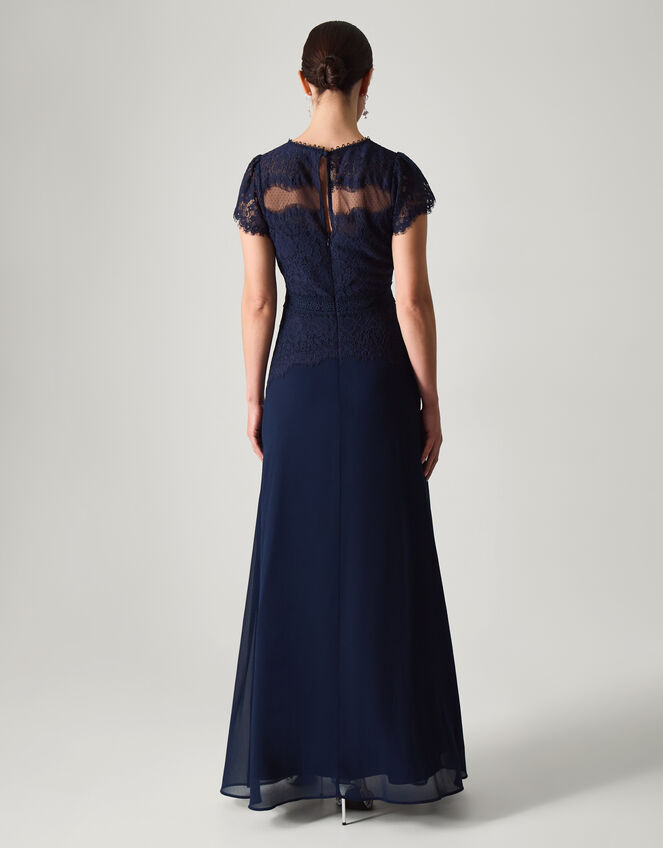 Monike Short Sleeve Lace Bridesmaid Dress Blue