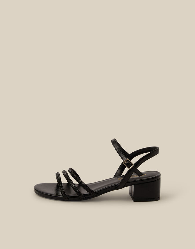 Open Toe Embellished Strap Heels, Black (BLACK), large