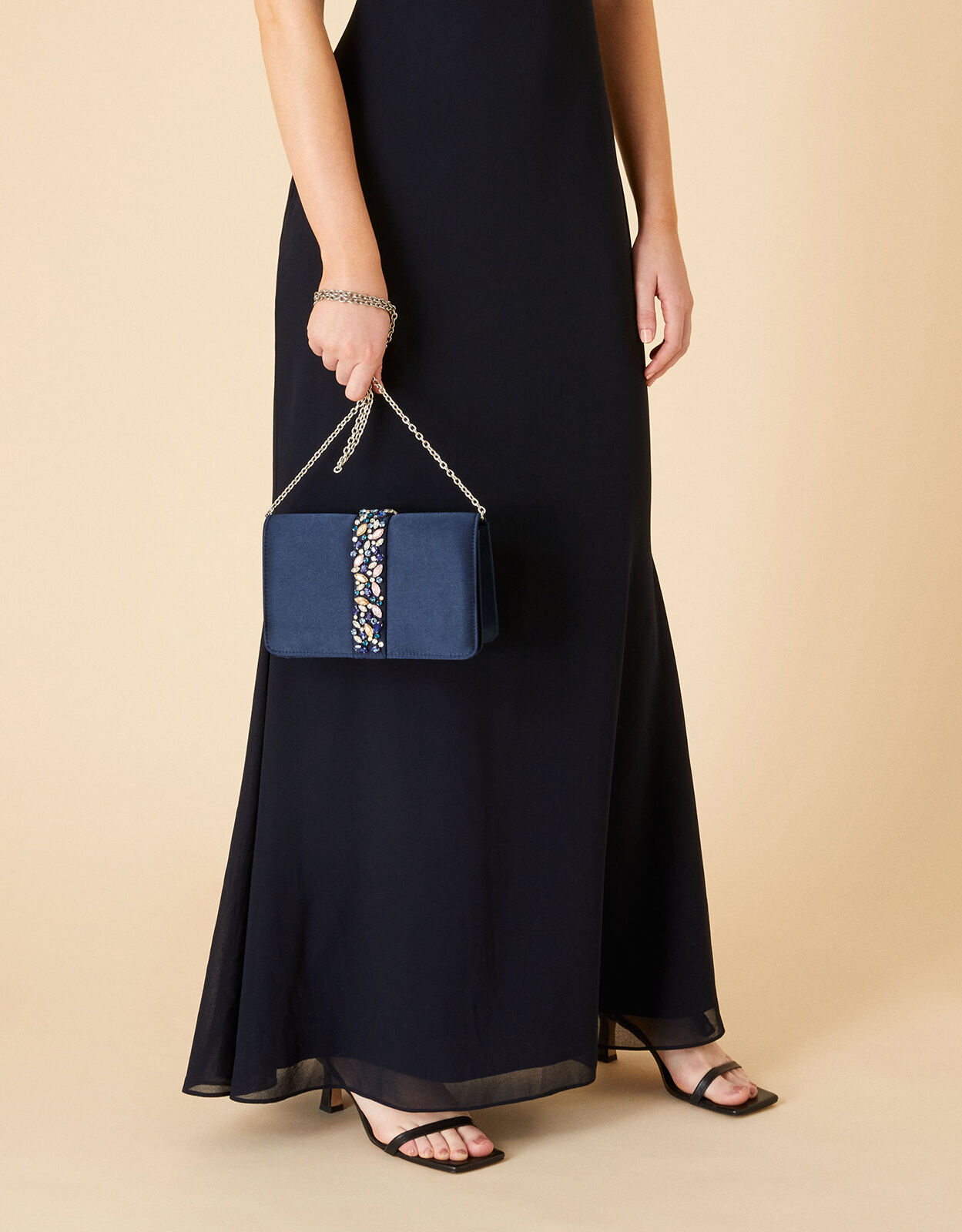 Monsoon navy clutch bag Clearance