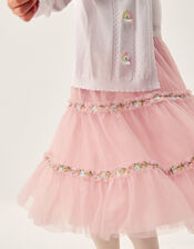 Floral Embroidered Tulle Skirt, Pink (PINK), large