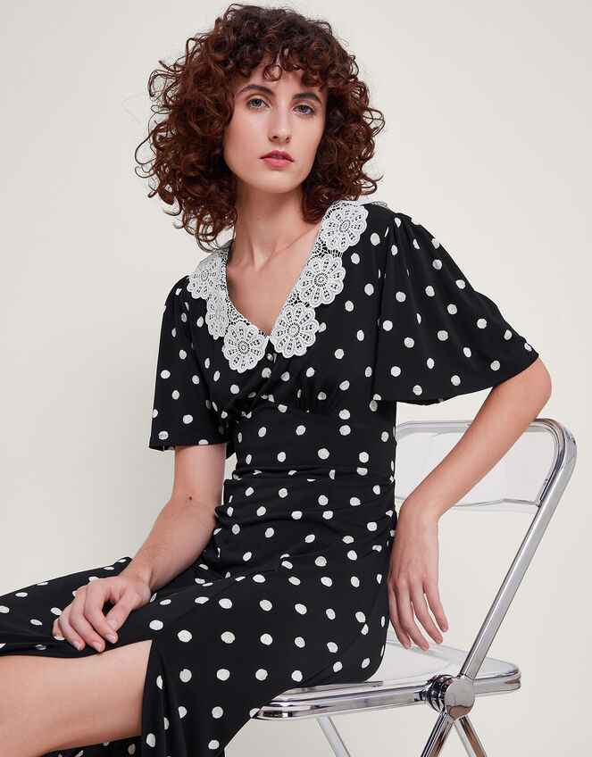 Sally Spot Maxi Dress, Black (BLACK), large