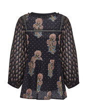 East Dotty Embroidered Top, Black (BLACK), large