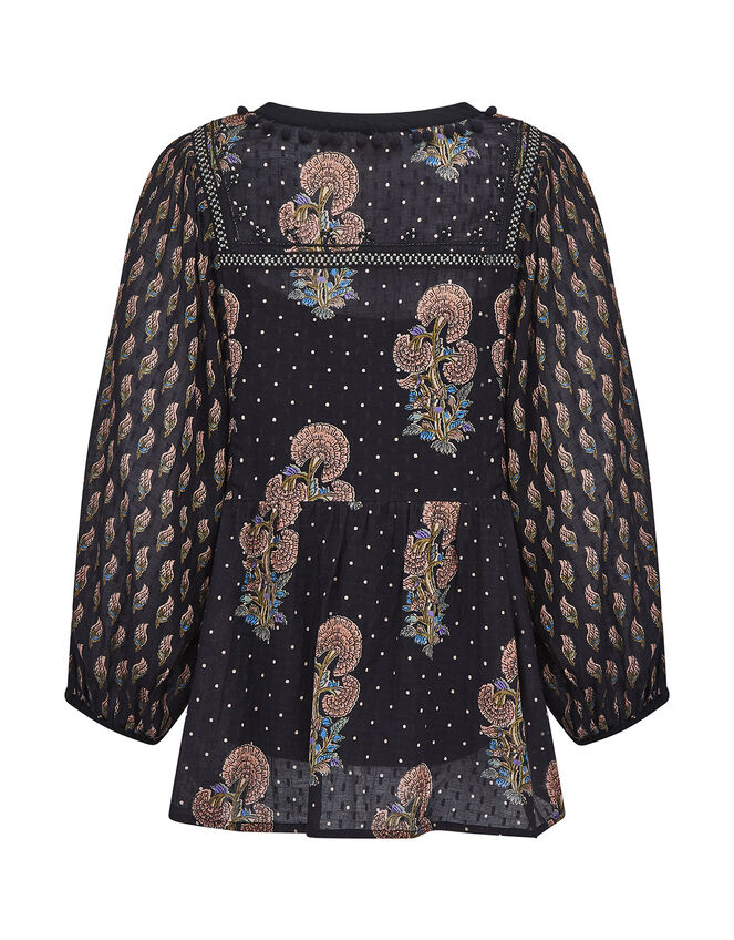 East Dotty Embroidered Top, Black (BLACK), large