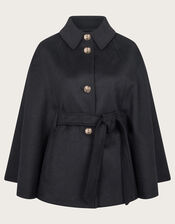 Cecily Military Cape Coat, Black (BLACK), large
