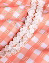 Gingham Ruffle Swimsuit, Orange (ORANGE), large