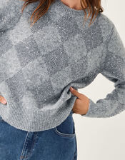 Alba Sequin Argyle Jumper, Grey (GREY), large