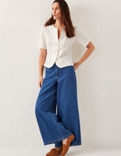 Eliza Short Sleeve Jacquard Top, Ivory (IVORY), large