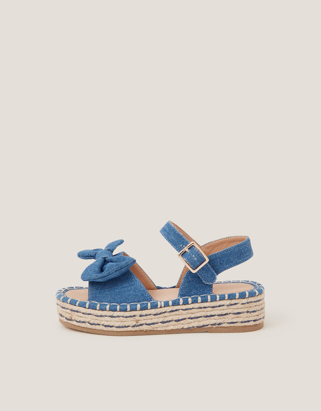 Denim Bow Espadrille Sandals, Blue (BLUE), large