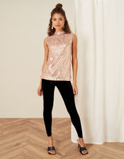 Lola Longline Sequin Tank Top, Pink (ROSE), large