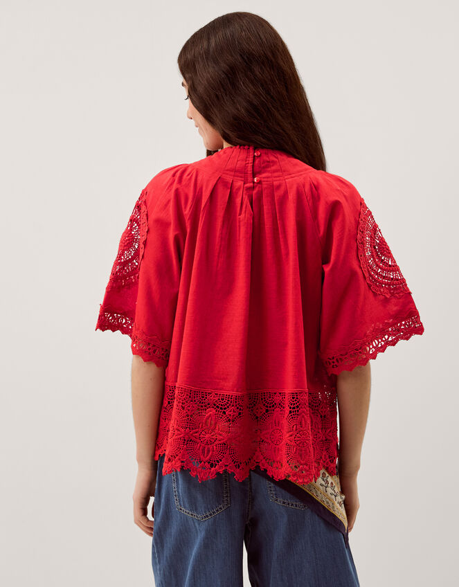 Emory Floral Lace Top Red