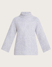 Ray Roll Neck Jumper, Grey (GREY), large