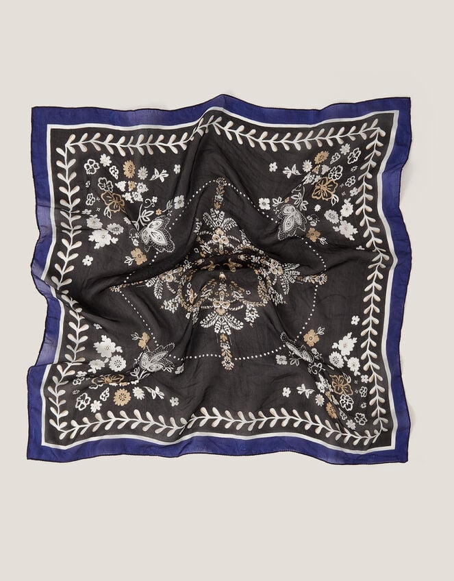 Sammi Square Medallion Silk Scarf, , large