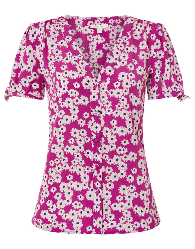 Delta Floral Blouse in Sustainable Viscose, Pink (PINK), large