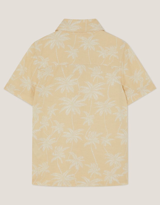 Palm Print Short Sleeve Shirt, Natural (STONE), large