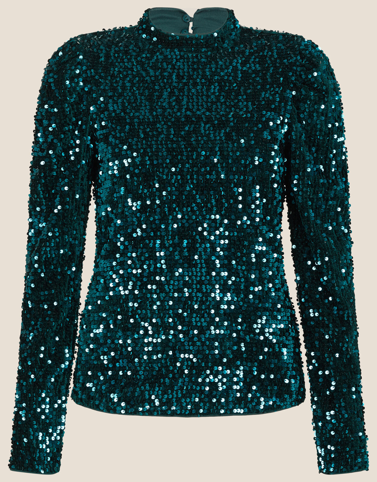 Cindy Sequin Long Sleeve Top Green