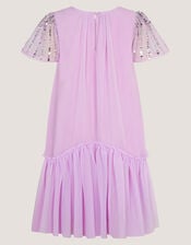 Elena Short Sleeve Sequin Party Dress, Purple (LILAC), large