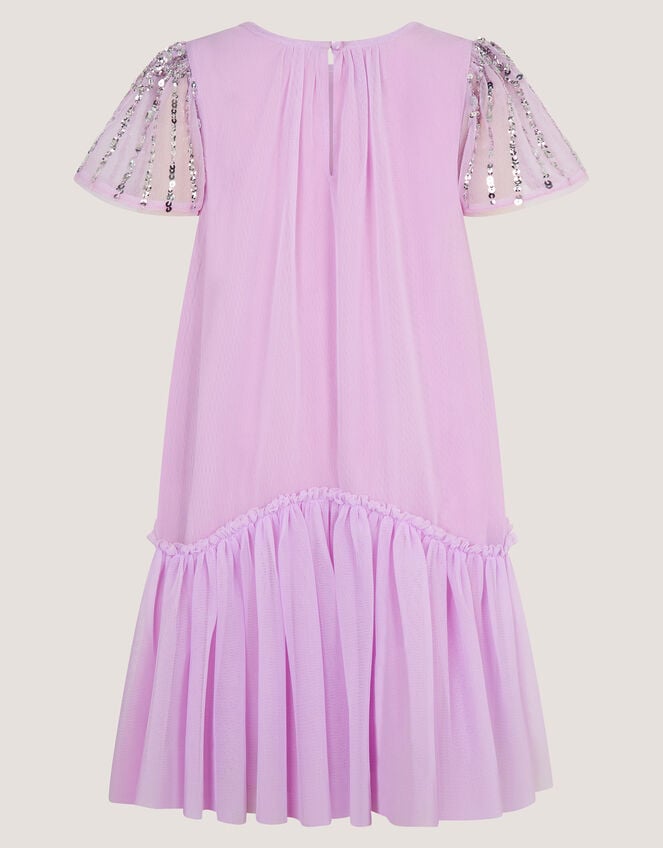 Elena Short Sleeve Sequin Party Dress, Purple (LILAC), large