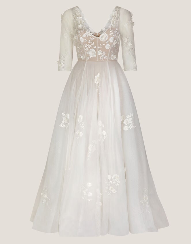 Lucy Embroidered Floral Maxi Wedding Dress, Ivory (IVORY), large