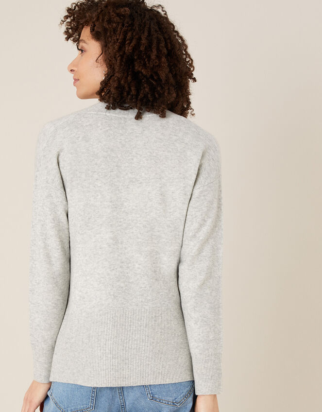 Wide Pocket Knit Cardigan, Grey (GREY MARL), large