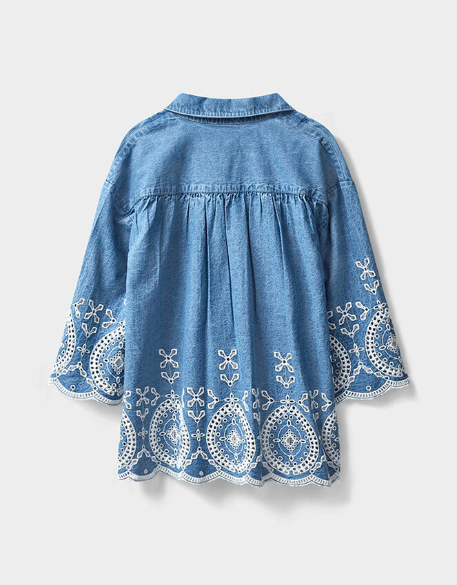 East Coralie Denim Broderie Shirt , Blue (BLUE), large