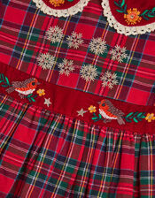 Baby Robin Tartan Print Christmas Dress, Red (RED), large