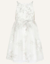 Embroidered Sequin Dress, Ivory (IVORY), large