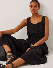 Maddi Sleeveless Embroidered Midi Dress, Black (BLACK), large