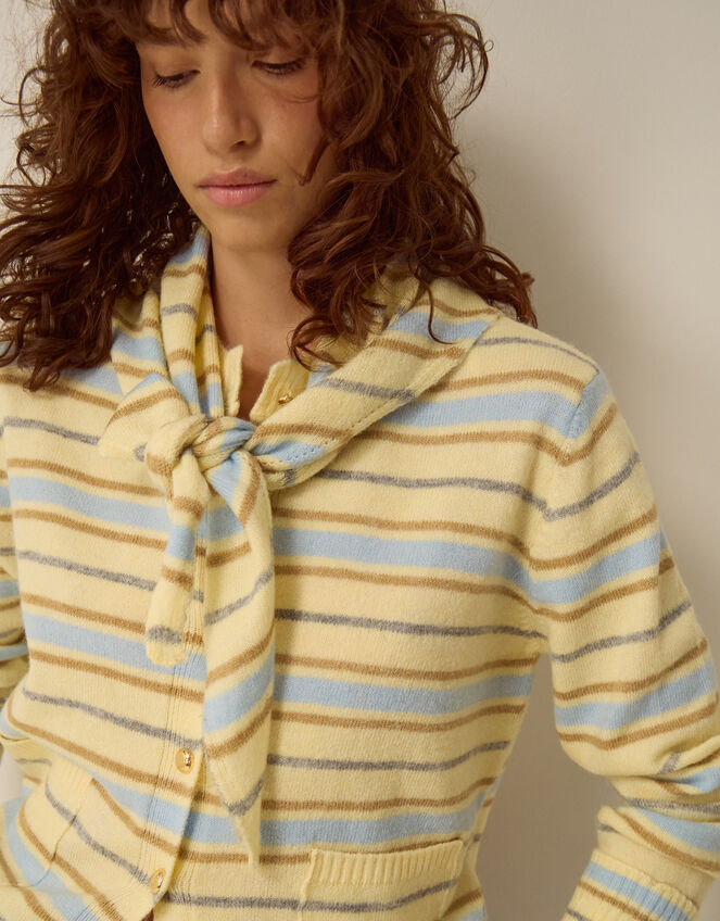 Shola Stripe Cardigan & Scarf Yellow