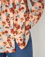 Olive Floral Print Blouse, Ivory (IVORY), large