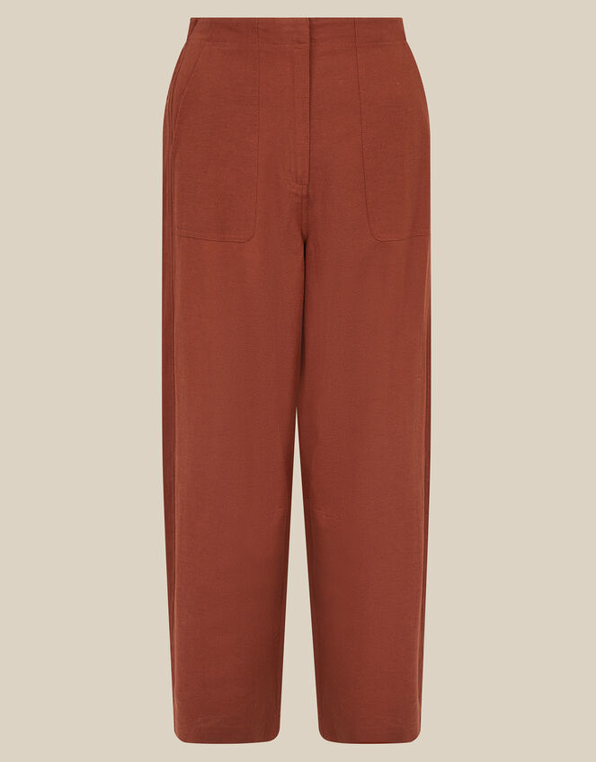 Joanie Linen Blend Barrel Trousers, Orange (RUST), large