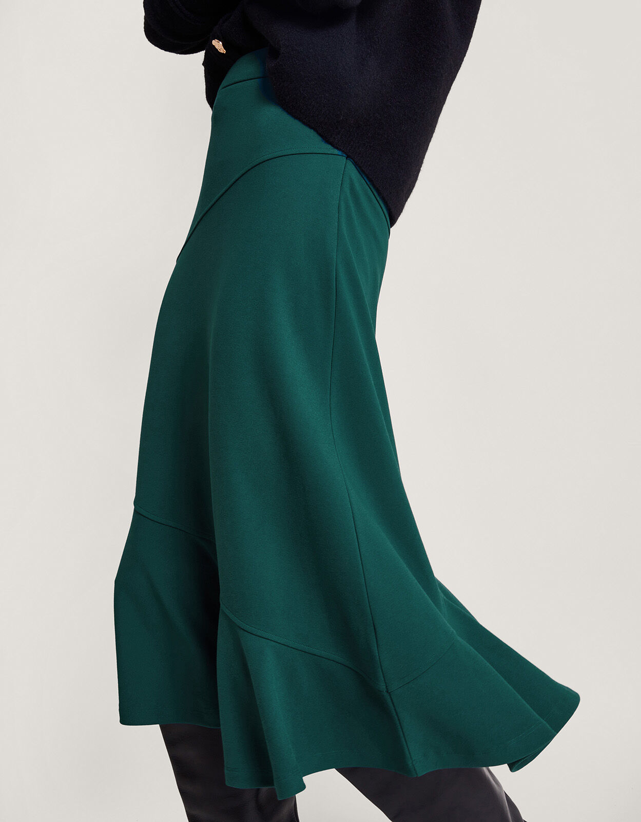 Ava A Line Ponte Skirt Green