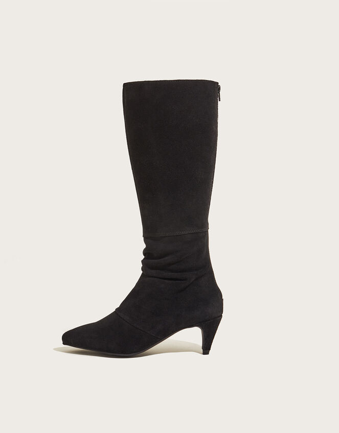 Long Slouch Suede Boots, Black (BLACK), large