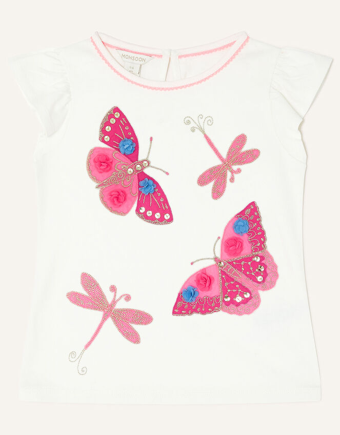 Dragonfly Embellished T-Shirt, Ivory (IVORY), large