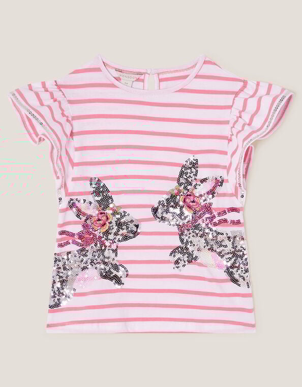 Sequin Bunny Stripe T-Shirt, Ivory (IVORY), large