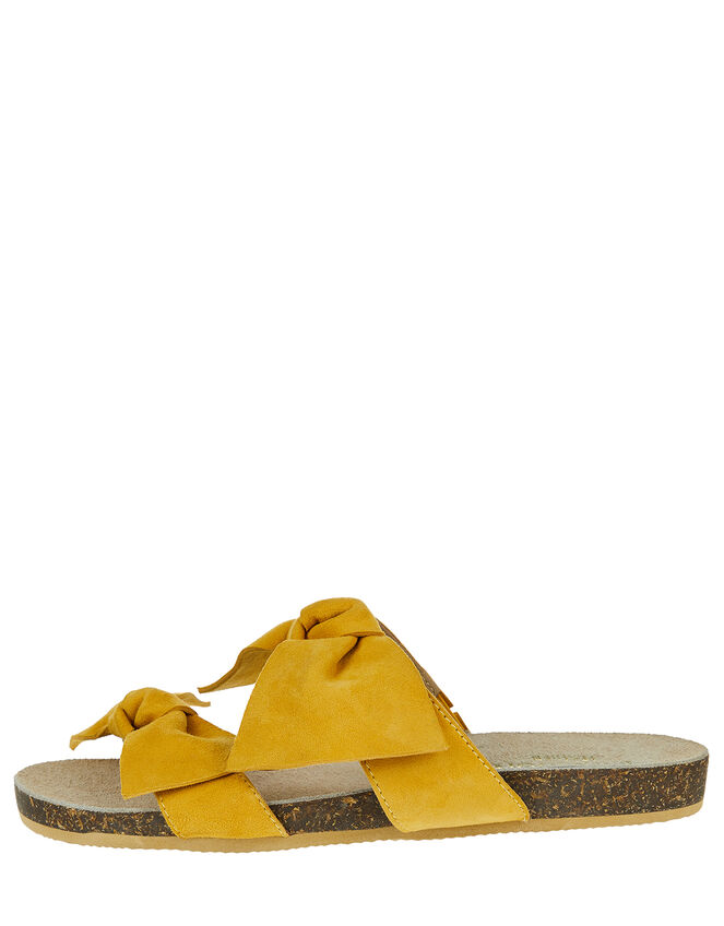 Betty Bow Suede Sandals, Yellow (OCHRE), large
