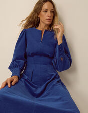 Morgan Long Sleeve Corduroy Midi Dress, Blue (COBALT), large