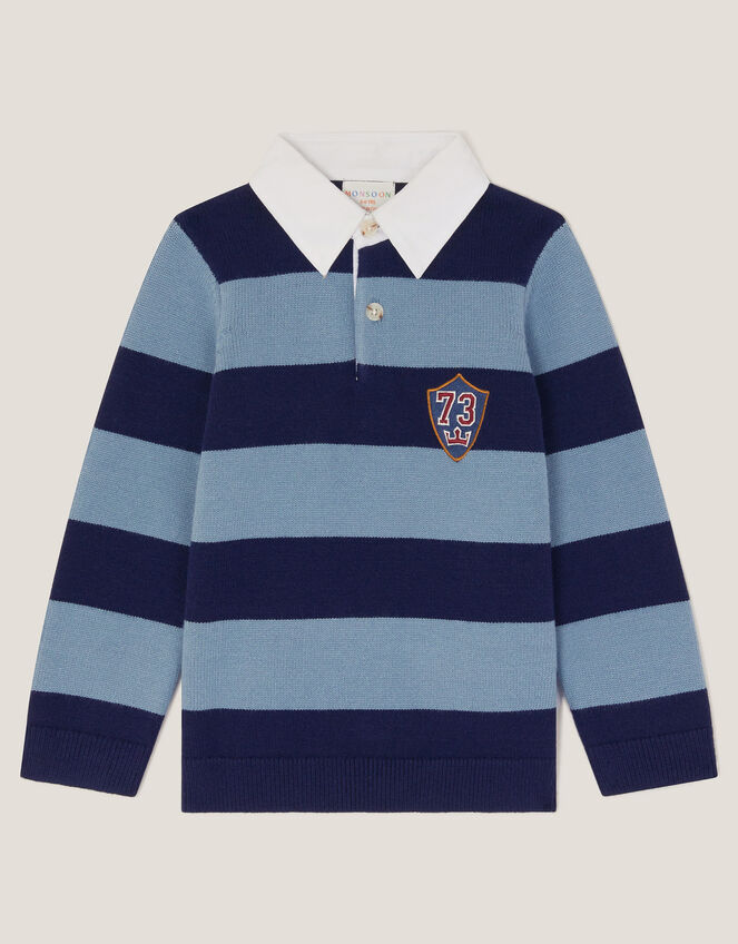 Varsity Stripe Polo Jumper, Blue (BLUE), large