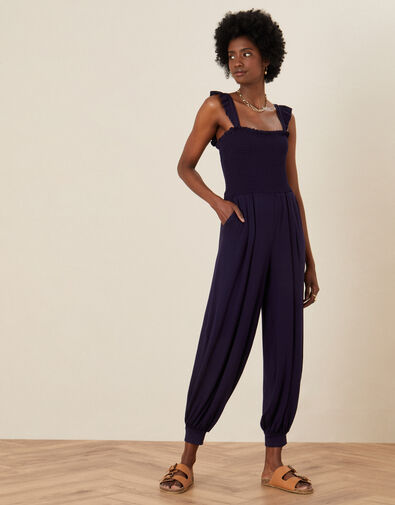 Holly Jersey Hareem Jumpsuit Blue, Blue (NAVY), large