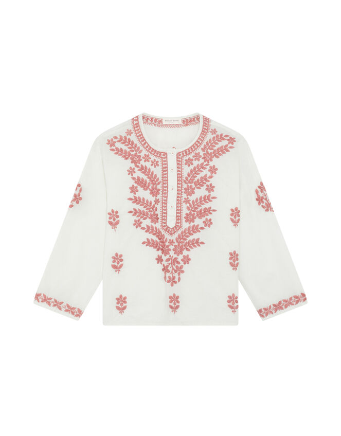 Maison Hotel Shyla Floral Embroidered Blouse, Ivory (IVORY), large