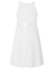 Capelle Pleated Dress with Sequin Cardigan, Ivory (IVORY), large
