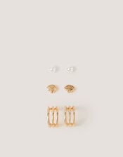 3-Pack Shell Stud & Hoop Earrings, , large