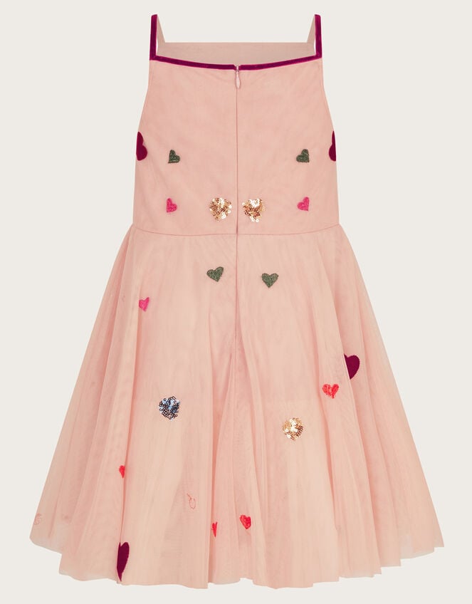 Strappy Applique Heart Dress, Pink (PINK), large