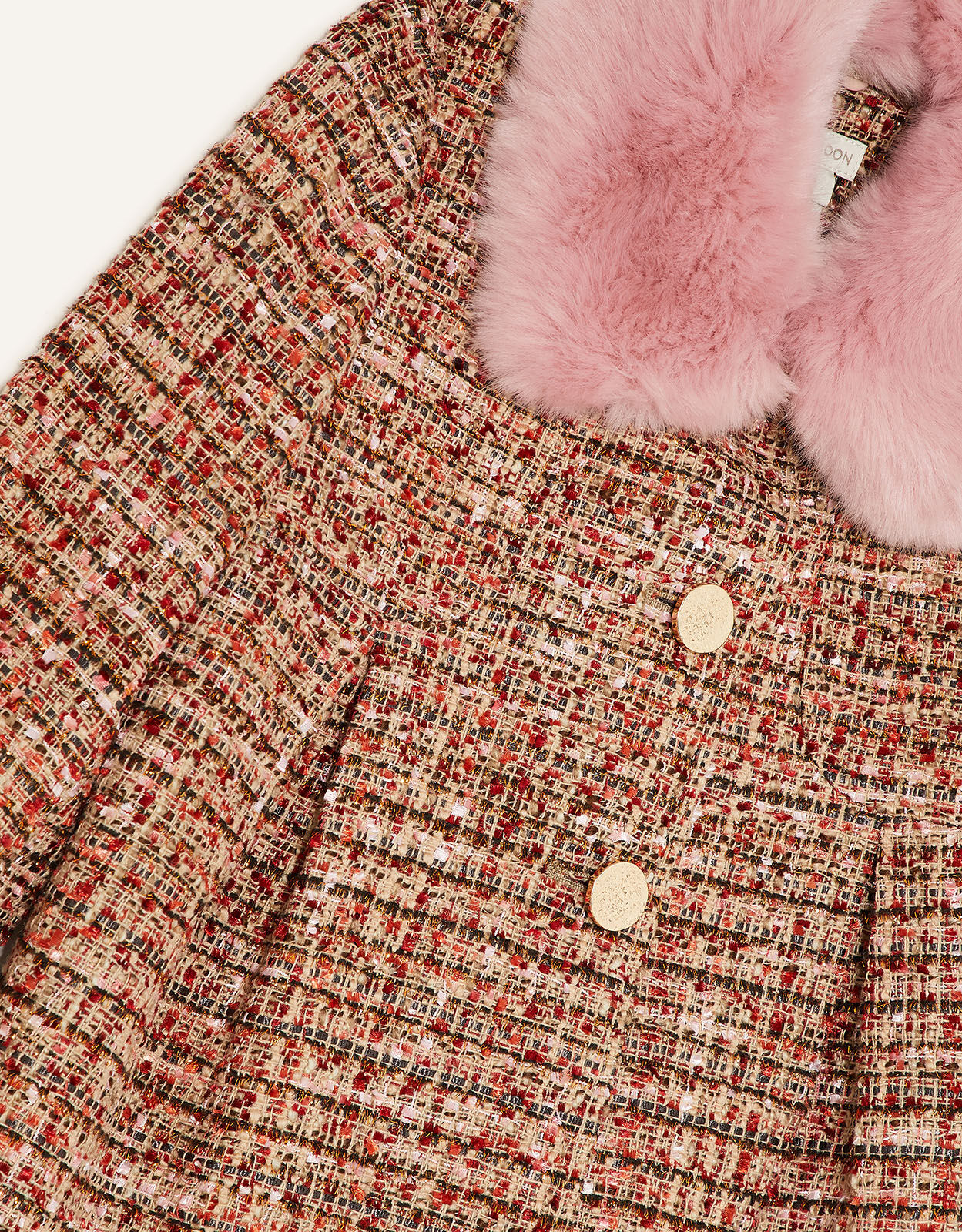 Tweed jacket with fur collar cheap