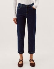 Safaia Straight Cropped Jeans, Blue (INDIGO), large