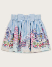 London Print Bow Skirt, Blue (BLUE), large