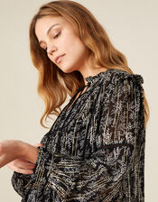 Frida Printed Blouse , Black (BLACK), large