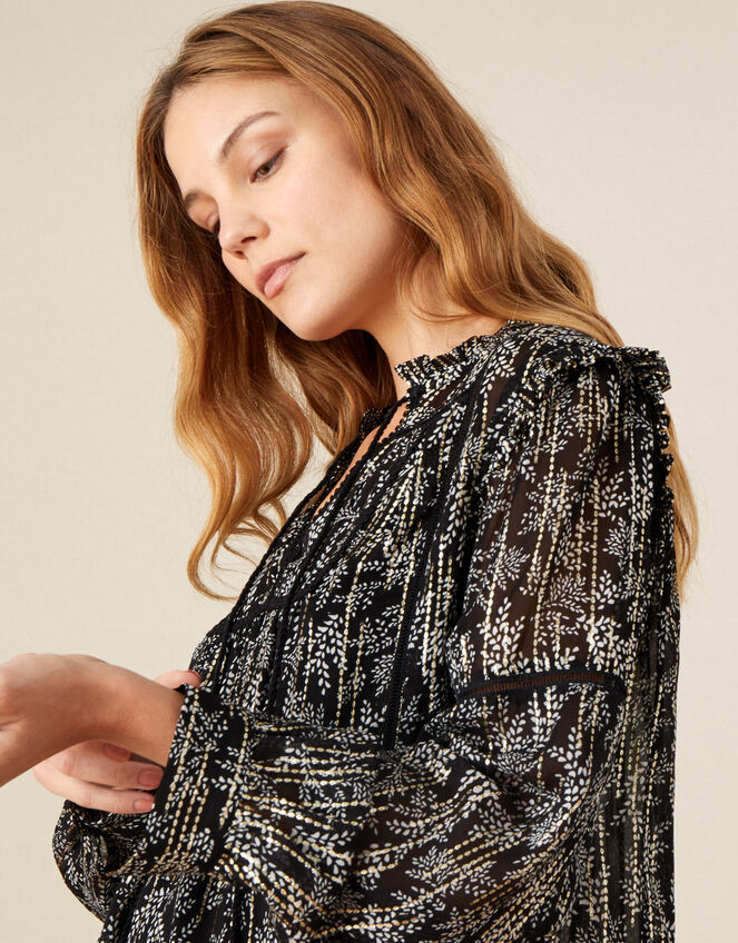 Frida Printed Blouse , Black (BLACK), large